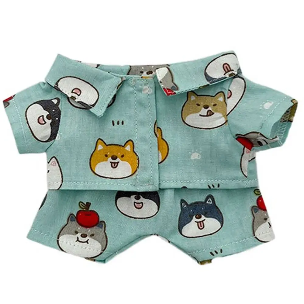 20CM Plush Doll Clothes Suit Fruit Animals Printing Lapel Shirt Pants Casual Wears Cotton Stuffed Toys Idol Dolls Accessories 6