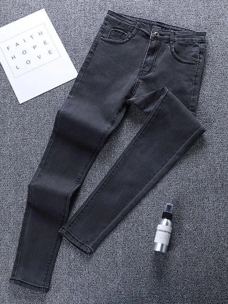 Hight Waist Skinny Pencil Jeans Spring Fall Korean Casual Oversize Denim Pants Streetwear Vintage Kot Pantolon Slim Vaqueros New