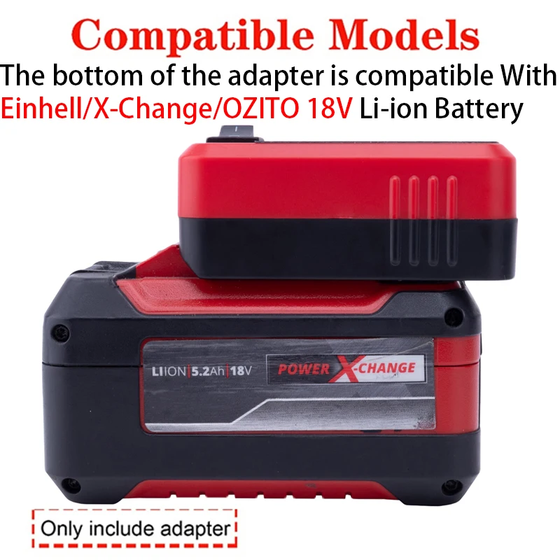 Einhell/X-Change/OZITO 18V 리튬 이온 배터리 어댑터용 배터리 보조베터리 USB/Type-C 듀얼 고속 충전 인터페이스 전원 공급 장치