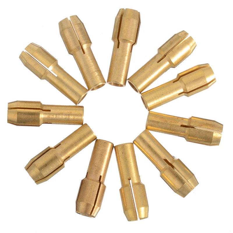 

11 Pieces 0.5mm-3.2mm Mini Drill Brass Collet Chuck 4.3mm Shank for Rotary Tool