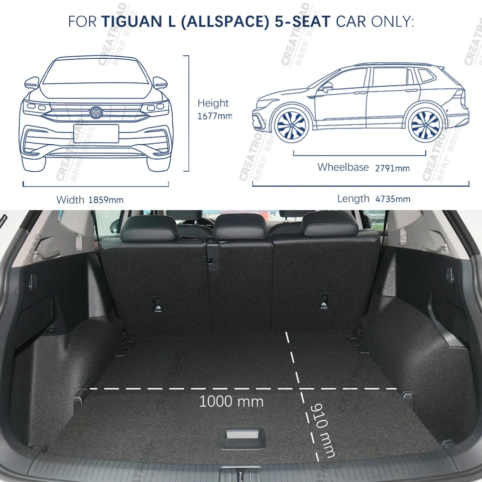 Rigum Rubber Trunk Mat Tray For VW Taigo (2021+) - Black, Anti-Slip, Easy Clean