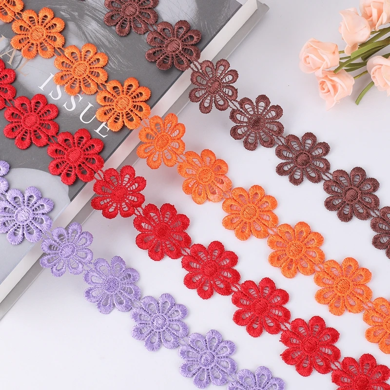 2/5/10Yards 35mm Flower Pattern Hollow Out Craft Garment Decorative Sewing DIY Hat Bag Dress Accessories Underwear Clothing Lace