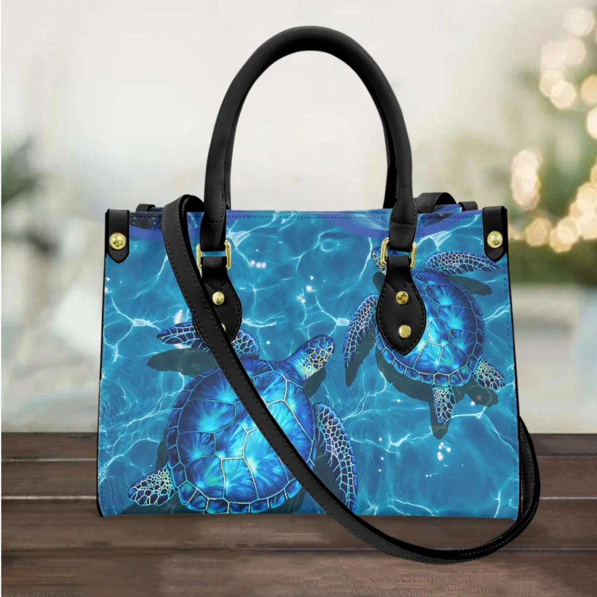 

Роскошные Дизайнерские Элегантные сумки-тоуты с синей морской черепашкой, модные повседневные уличные трендовые сумки-мессенджеры для девушек, кожаная сумка через плечо с верхней ручкой