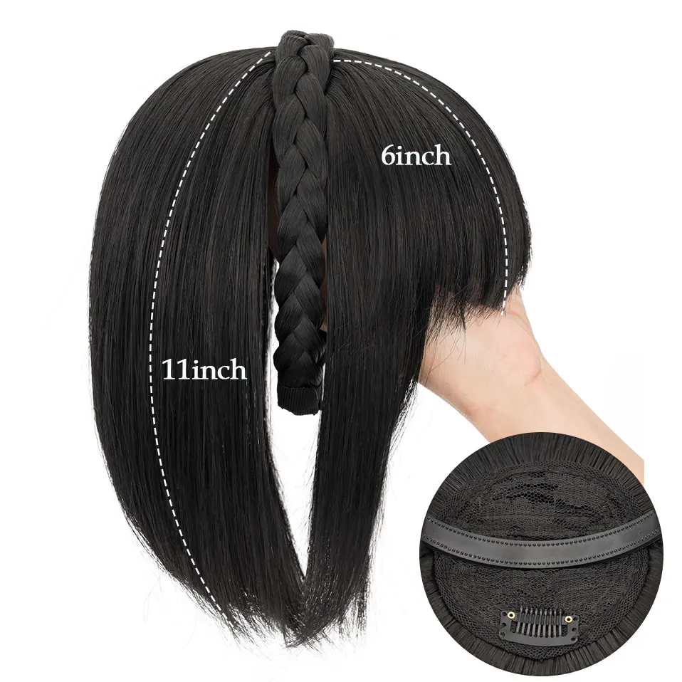 Stylish Synthetic Braid Headband with Bangs - Invisible Hairpiece Extension