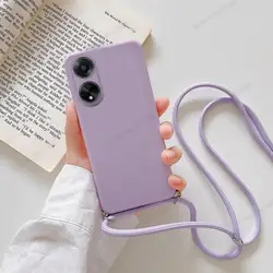 Crossbody Lanyard Strap Protective Phone Case with Camera Lens Soft Cover for oppo A73 4G (Purple)