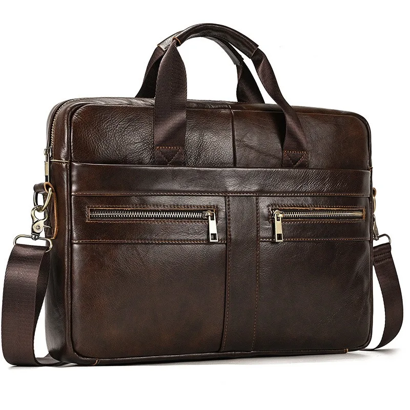 

Nesitu A4 Brown Black Coffee Genuine Leather Executive 14‘’ Laptop Men Briefcase Cowhide Messenger Bag Portfolio Handbag M3316