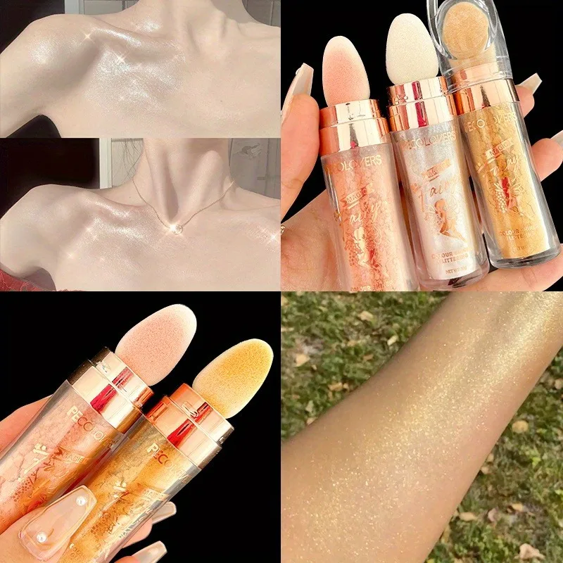Pearlescent Fairy Powder Highlighter Stick Lasting Contouring Bronzer Illuminator Shimmer Face Body Glitter Stick Brighten Pen 5