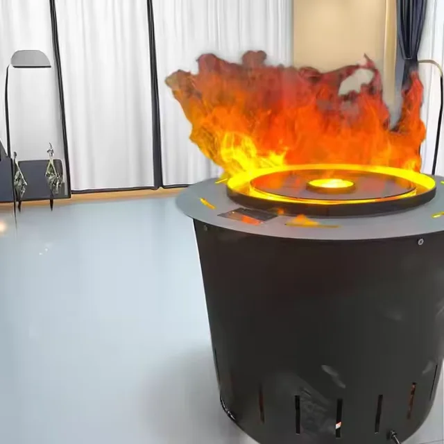 3DR 450mm Single Color  Realistic Mist Flame Decoration Customizable Circular Steam Electric Humidifier Fireplace 1