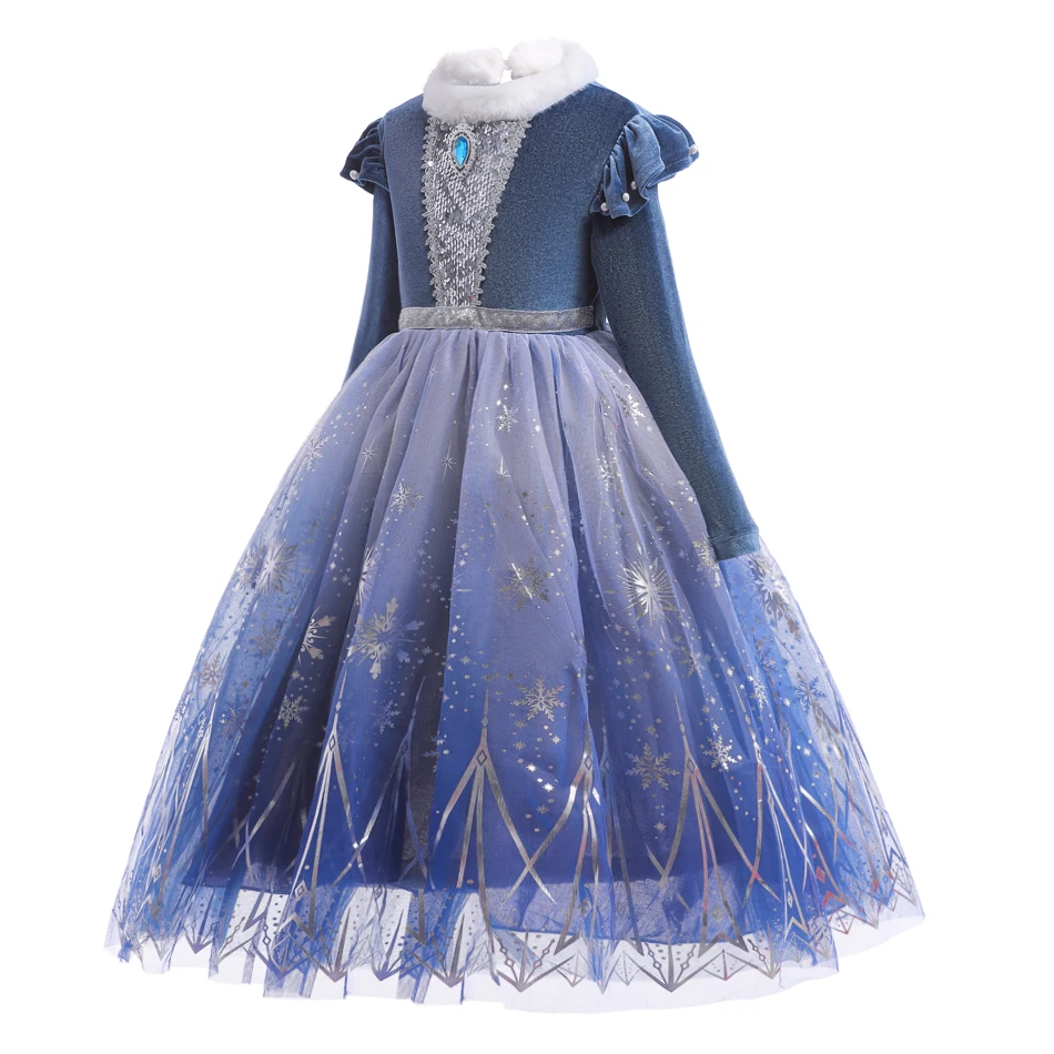 Autumn Winter Elsa Dress For Girls Halloween Cosplay Party Luxury Fluffy  Princess Tulle Gown Child Girl Thicken Sequin Frock - AliExpress 200000532