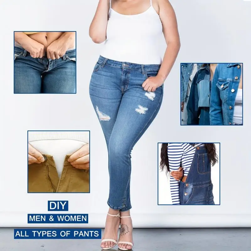 Estensori Per Pantaloni Gravidanza - Kit 8 Bottoni Elastici Regolabili, 4 Colori Jeans, Comodi E Facili Da Applicare - Foto 8