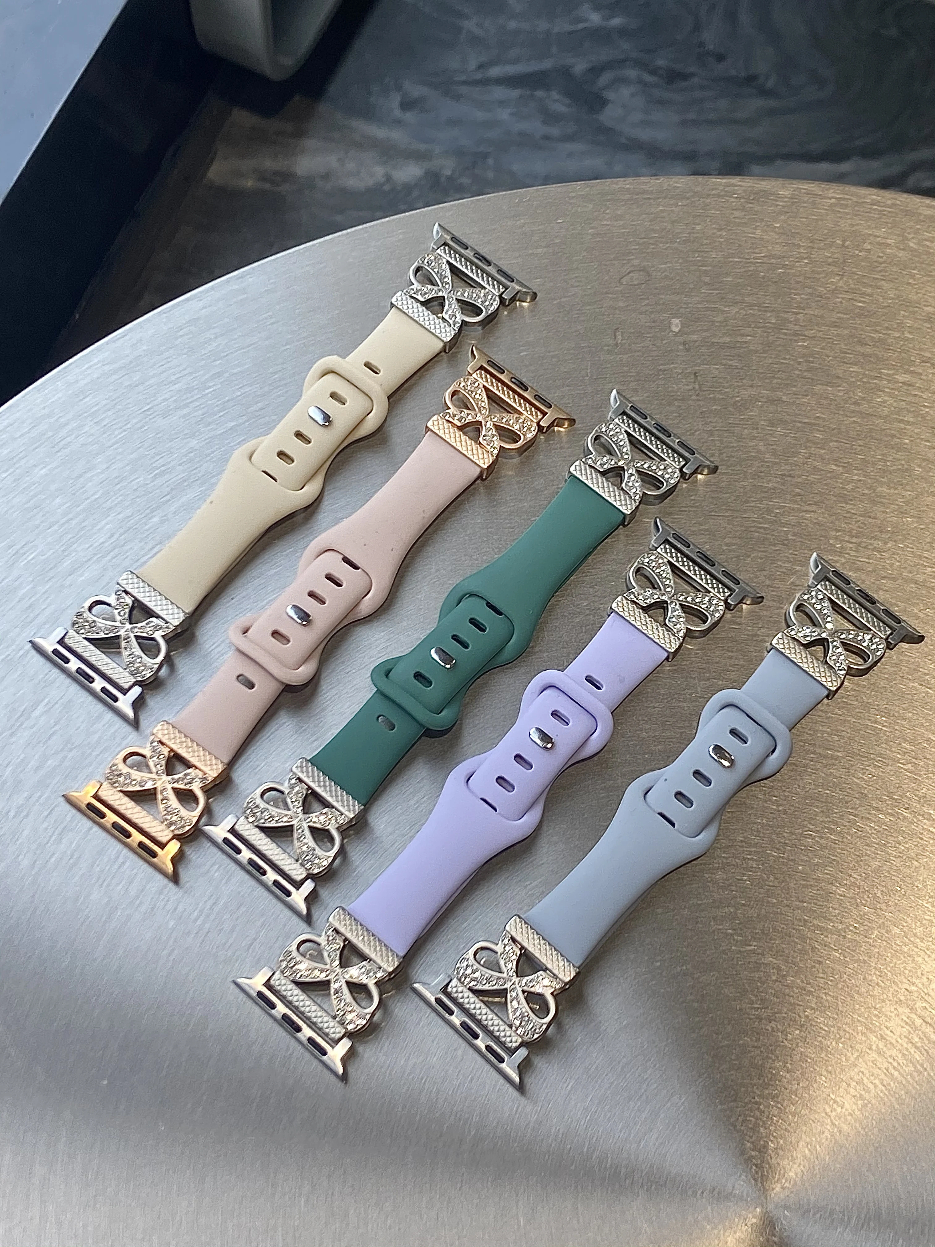 Diamond-Studded Silicone Strap with Butterfly Clasp