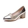 Women Pumps Sweet Style Square High Heel Sadals Sequins Pointed Toe Spring and Autumn Elegant Shallow Womens Shoes 5