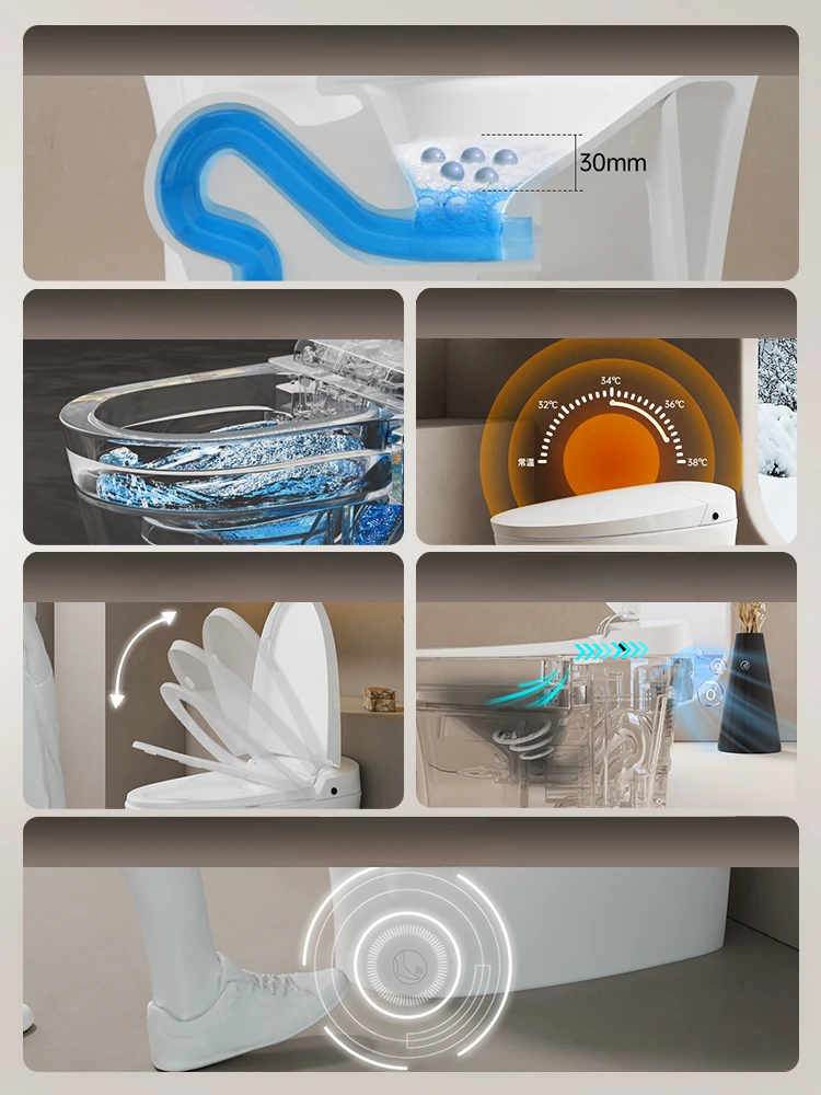 Ceramic Smart Toilet No Water Pressure Limit Foam Shield Foot Flap Flap Household Integrated Automatic Toilet Bathroom Products