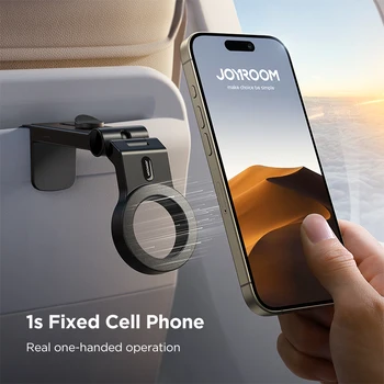 Joyroom Magnetic Airplane Phone Holder Travel Essentials Flexible Rotation Hands-Free Airplane Phone Mount for iPhone 15