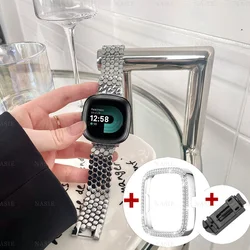 Elegant Octagon Stainless Steel Strap for Fitbit Wristbands Replacement Bracelet (Silver and Case)
