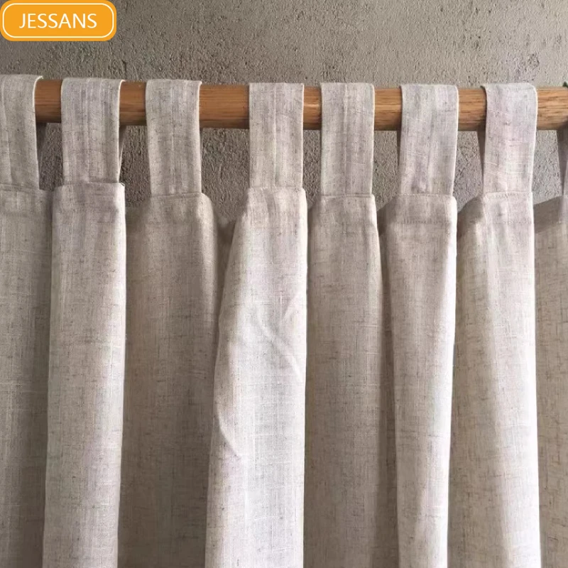 

New Khaki Linen Cotton Curtains for Living Room Bedroom French Window Balcony Bay Window Customized Finished Study