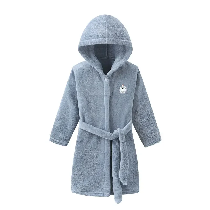 Fashion Solid Color Kids Clothes Girls Bath Robe Spring & Autumn Children Boys Bathrobe Long Sleeve Hoodie Boy Robes 2-8 Years