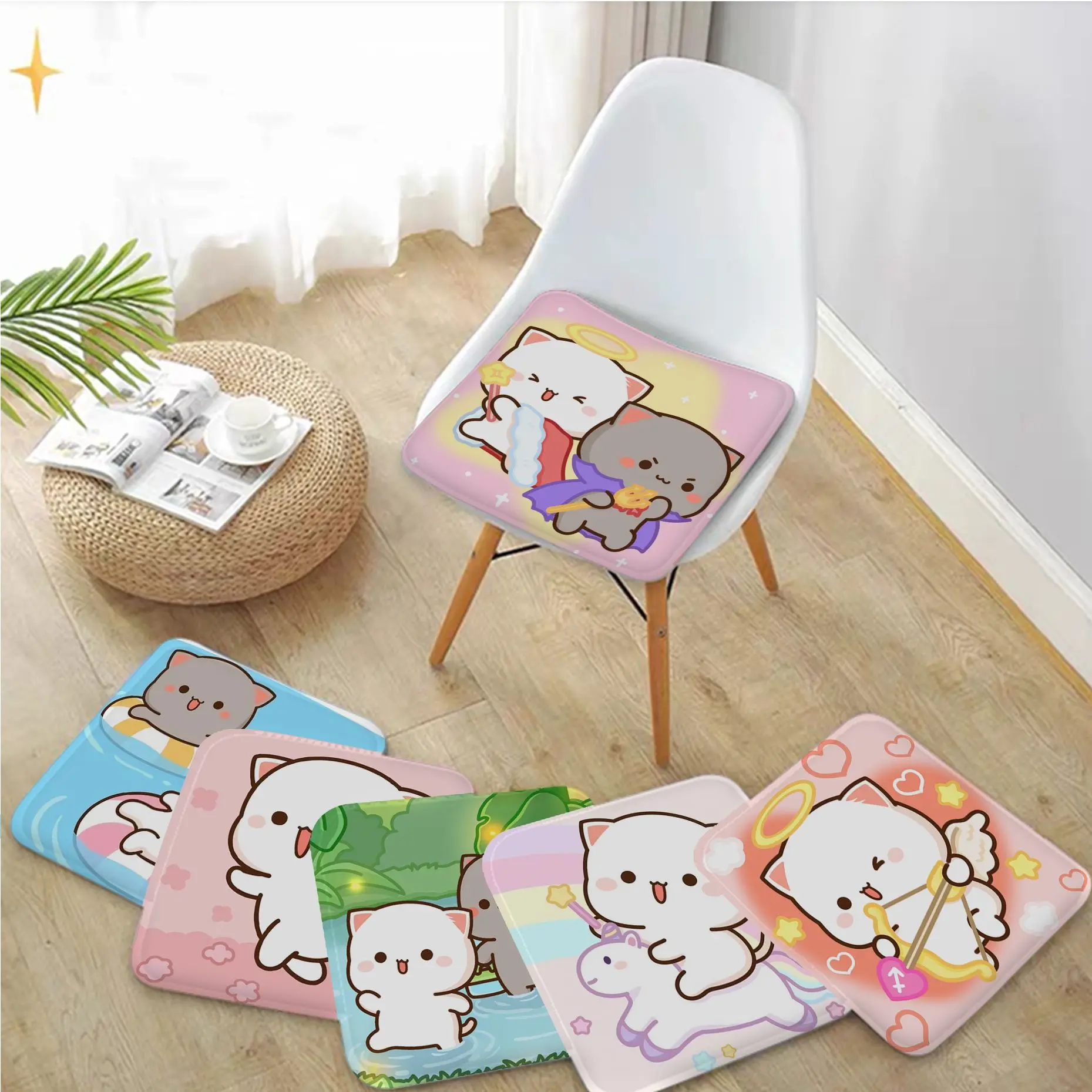 

Peach Mochi Cat Four Seasons Sofa Mat Dining Room Table Chair Cushions Unisex Fashion Anti-slip Sofa Decor Tatami