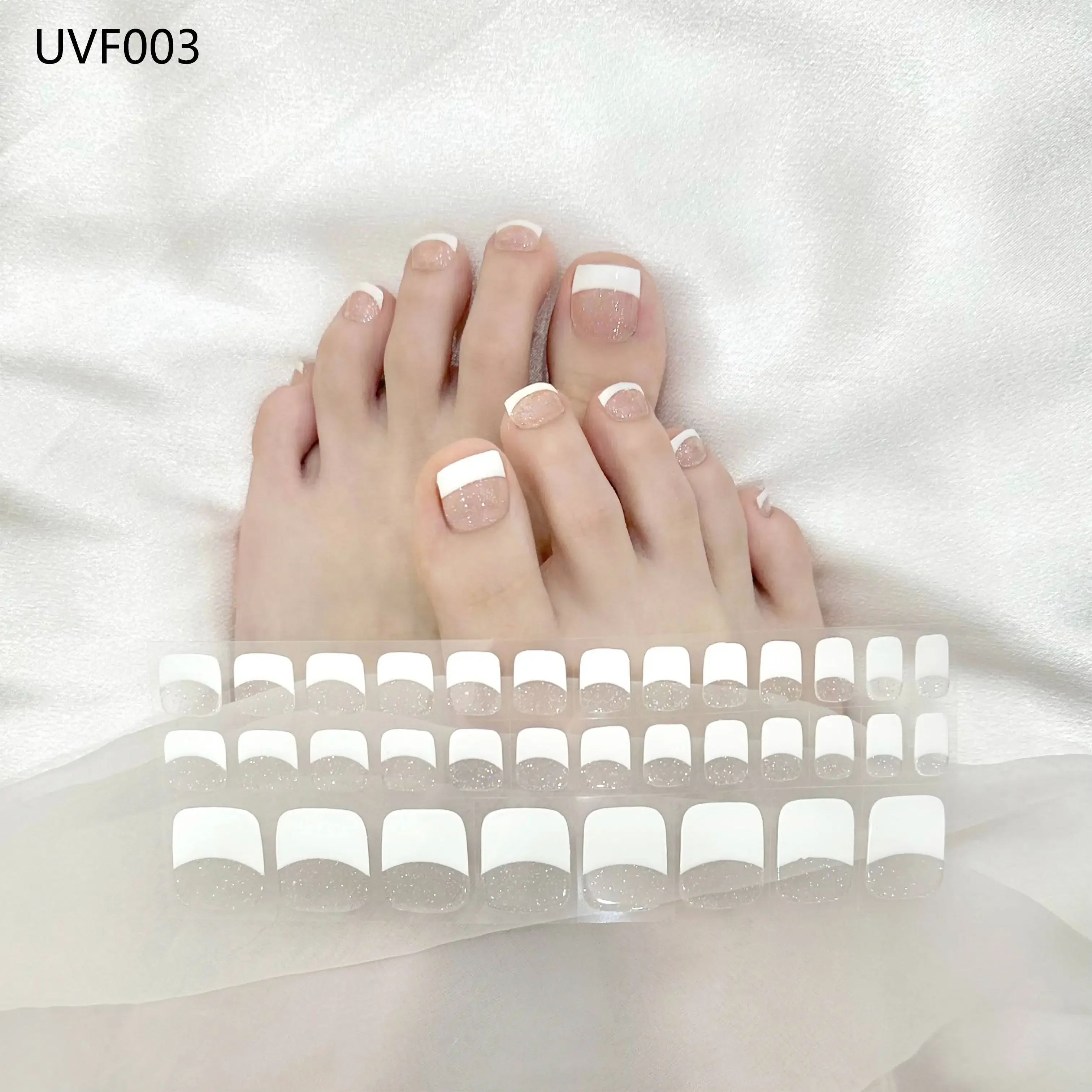 발가락 젤 네일 스티커는 UV 램프 경화 젤 스트립으로 경화됩니다. 방수 한국어 방수 폴란드어 랩 발 스트립 손톱에 누르십시오