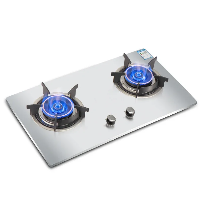 4.2KW Desktop Gas Stove Double-Head Burner Thickened Stainless Steel Panel Natural Gas Liquefied Stove Binocular