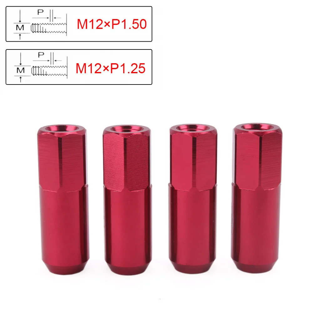 20 Pack Silver Aluminum Tuner Lug Nuts - M12x1.5 Thread, 60mm Open End, Conical Seat 6 thumbnail image