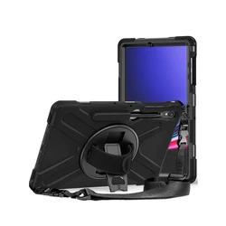 Shockproof Kids Tablet Case with Stand and Shoulder Strap for S9 Plus 12.4 inch (Black)