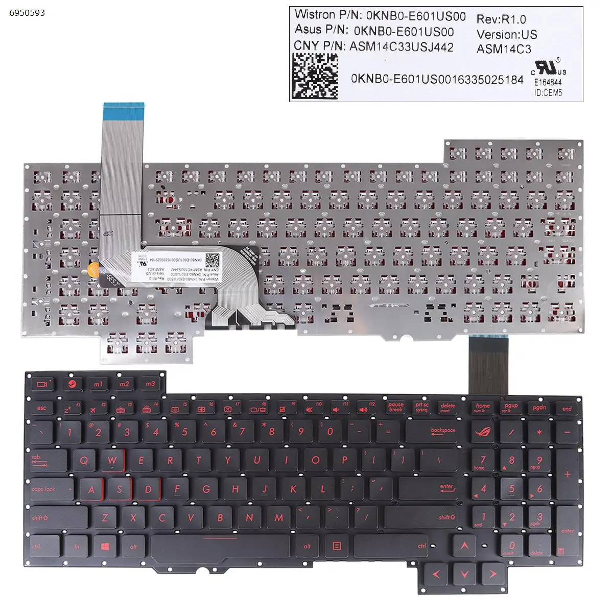 

Клавиатура для ноутбука ASUS G751J G751JL G751JM G751JT G751JY, черная, без рамки