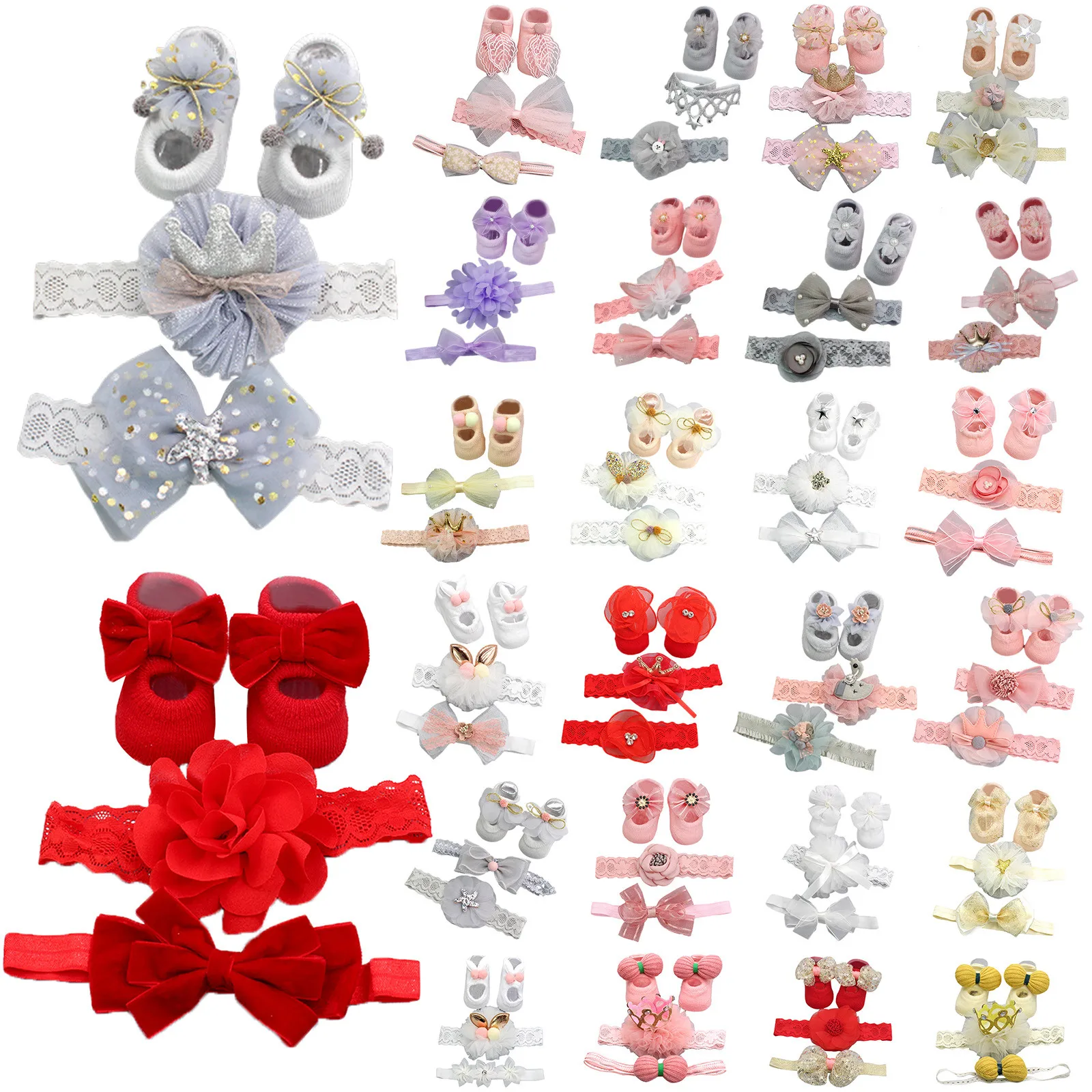 Kids Infant Boys Girls Socks Bowknot Hairband Infant Shoes 3pcs Set Girls Socks Toddler Girl 4t-5t