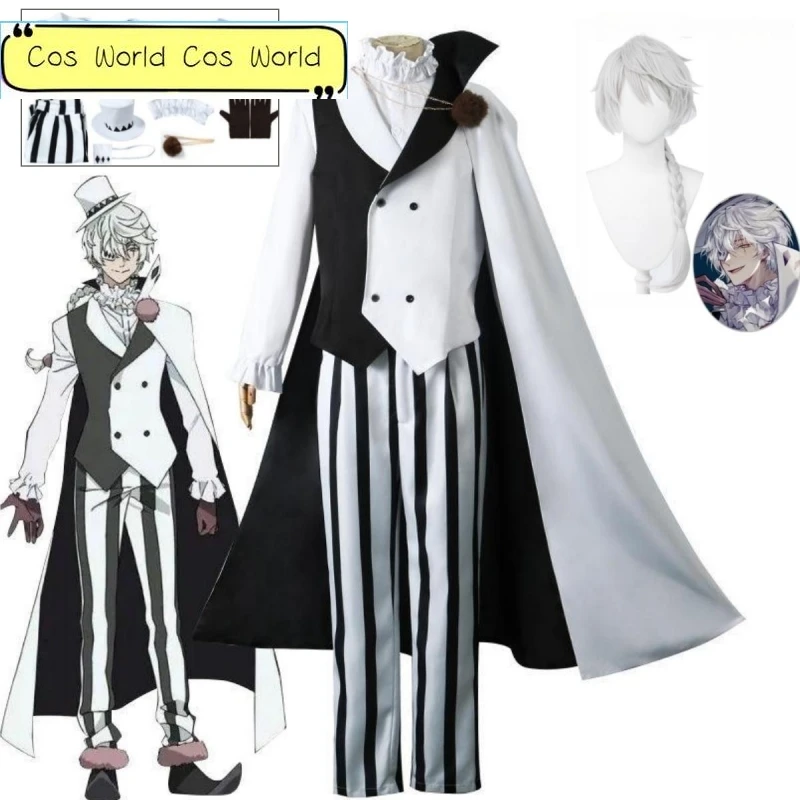 

Nikolai Gogol Cosplay Costume Anime Bungee Stray Dog Season 4 Angel Men's Clothing Decline Halloween Party Coat Cloak Uniform