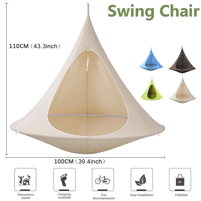 Outdoor Waterproof hammock Double Cacoon Hanging Chair Weight Capacity 80KG Outdoor and Indoor Use - Hanging Kit hanging tent 2