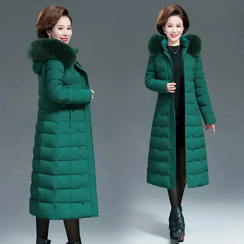 

Женская куртка, новинка 2023, зимнее пальто для мам с меховым воротником, парка с капюшоном, пуховая куртка с хлопковой подкладкой, утепленная ветрозащитная верхняя одежда