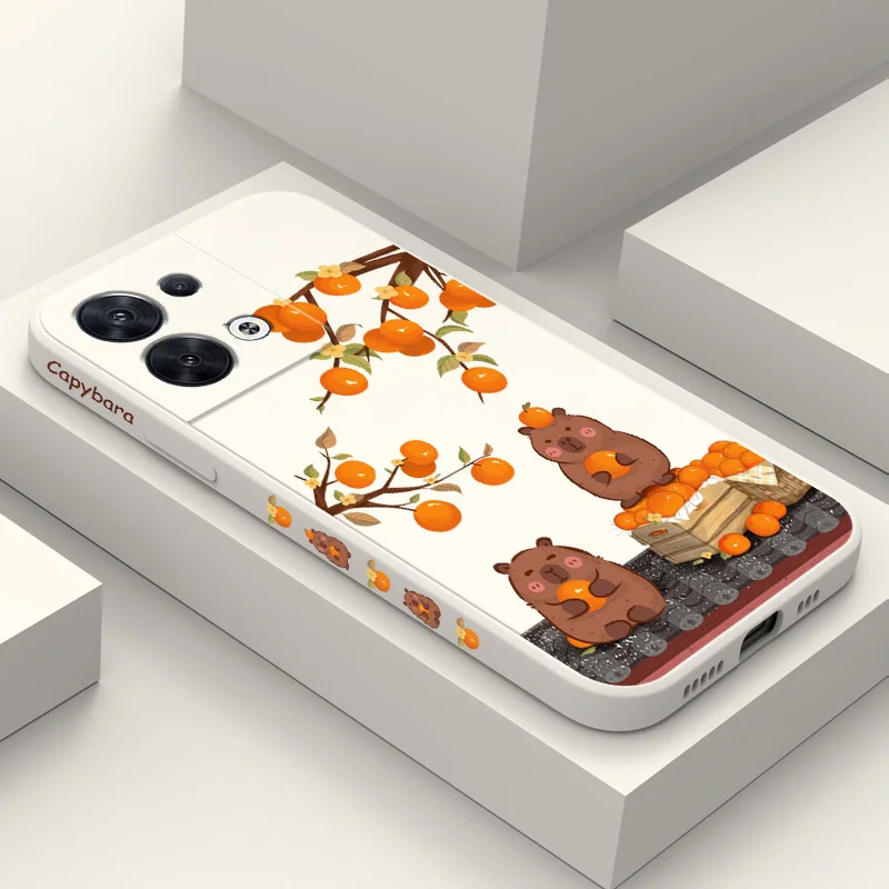 Custodia Per Telefono Orange Capybara Per Oppo Reno 10 8 8T 8Z 7 7Z 6 5 Pro 4G 5G F19 F9 Pro Plus Cover In Silicone Liquido