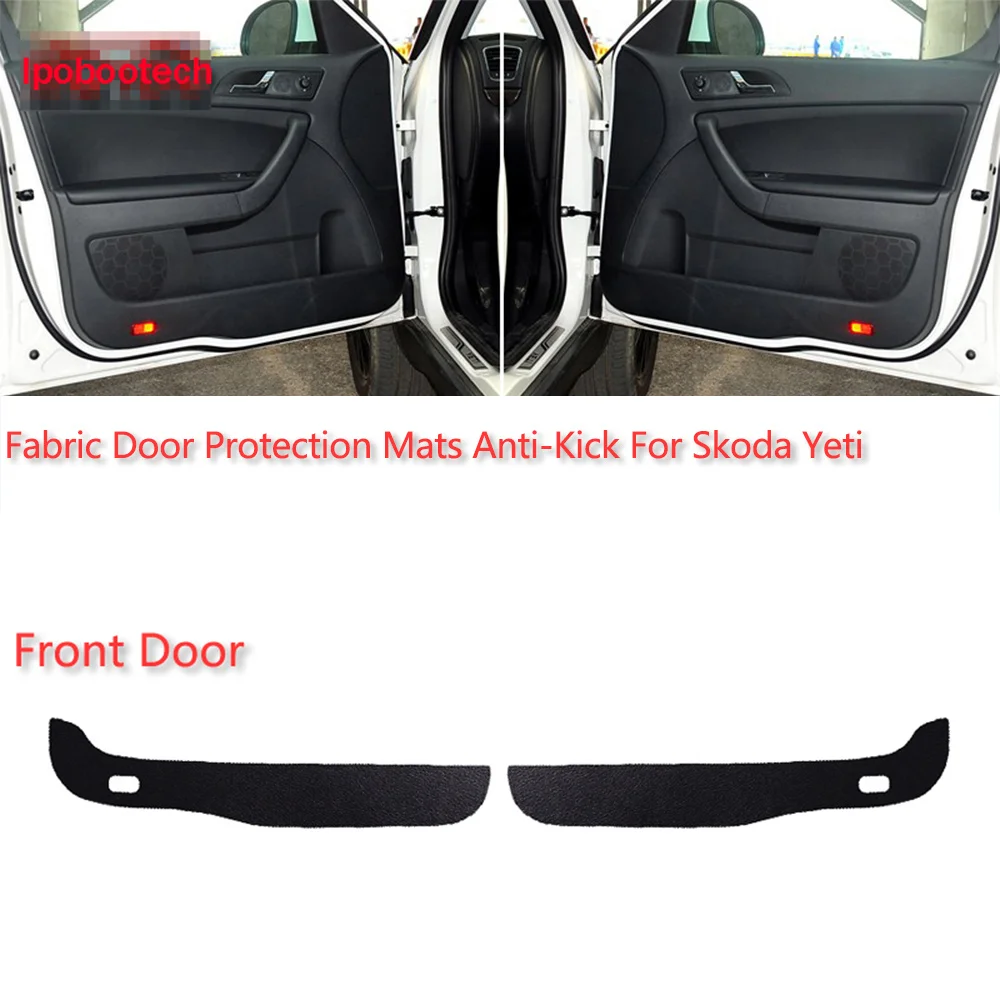 

4pcs Fabric Door Protection Mats Anti-kick Decorative Pads For Skoda Yeti