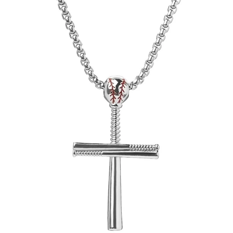 Baseball Cross Necklace 925 Sterling Silver Sports Baseball Bat Cross  Necklace | eBay