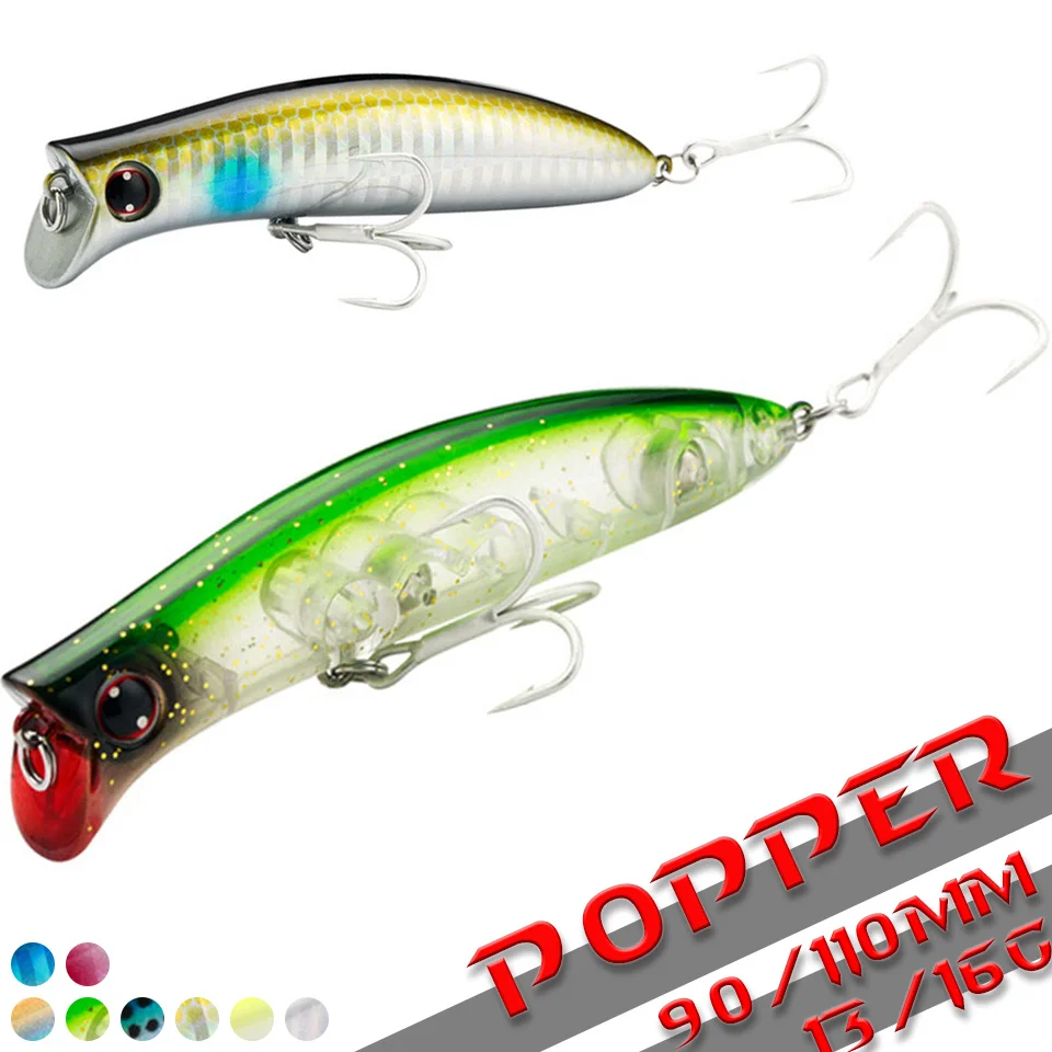 

1PC 13g 16g Popper Fishing Lure Artificial Floating Minnow Bionic Hard Bait 3D Eyes Wobbler For Pike Carp Bass Saltwater Fishing
