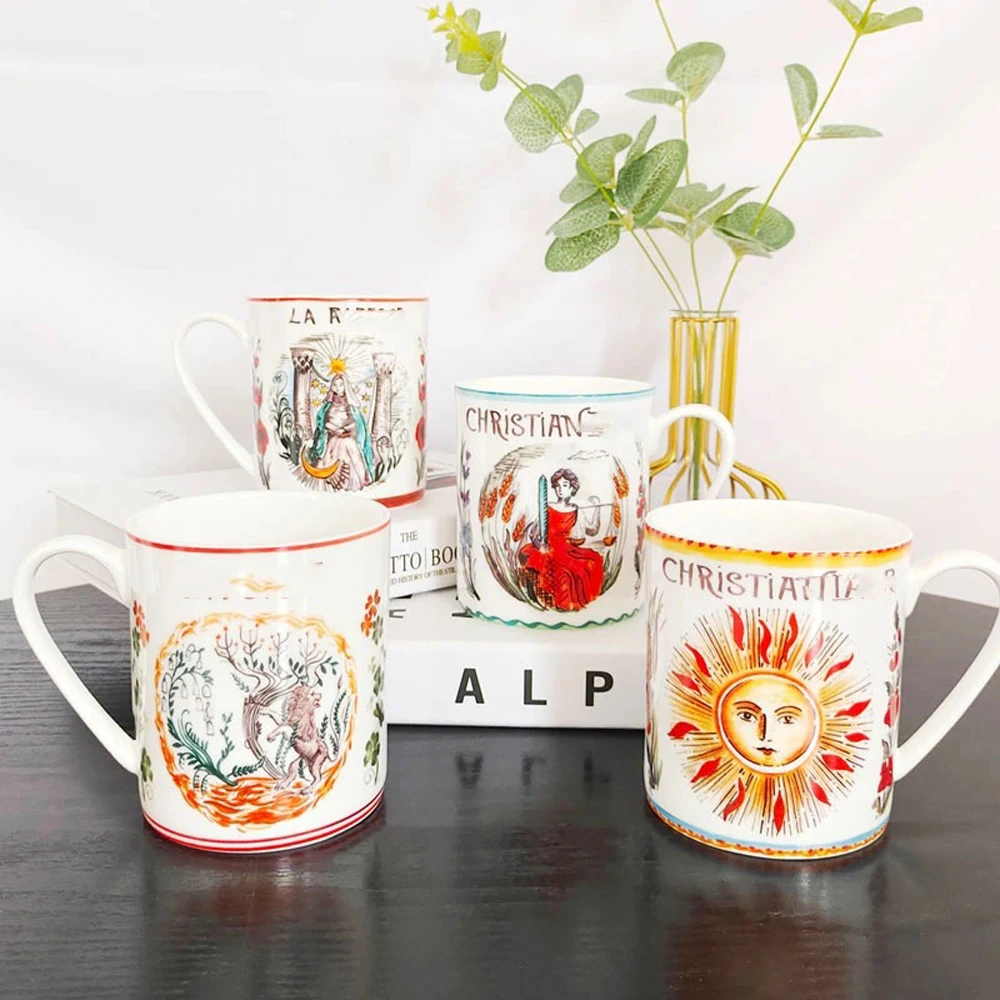 

Retro High Appearance Level Personality Red Tea Cup Ceramic Mug Afternoon Tea Set Di Home Star Series Gifts Home Breakfast Cup