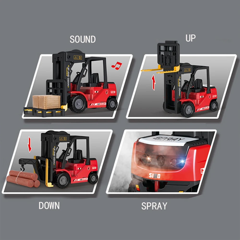 1/24 Car Model Alloy Light Music Spray Remote Control Forklift 11 Channel Engineering Car Remote Control Crane Boys Kids Toys 6