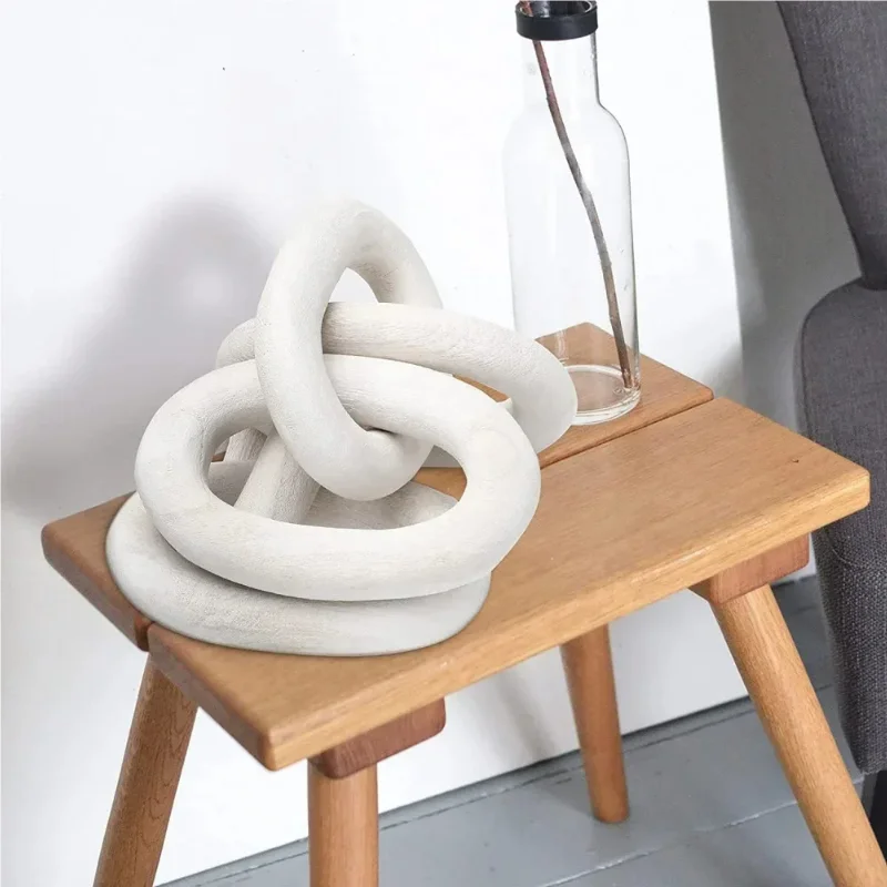 Wooden Chain Link Bohemian Art Hand Carved Modern Ornament Crafts for Farmhouse Bedroom Coffee Rustic Decoration 4