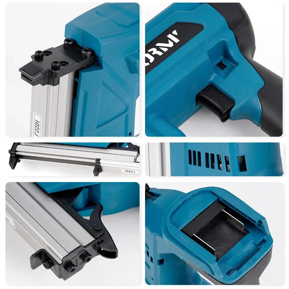 Hormy 1022J Cordless Electric Nailer Stapler Gun Home DIY For Makita 18V Li Battery Profession With Nails Woodworking Power Tool 6