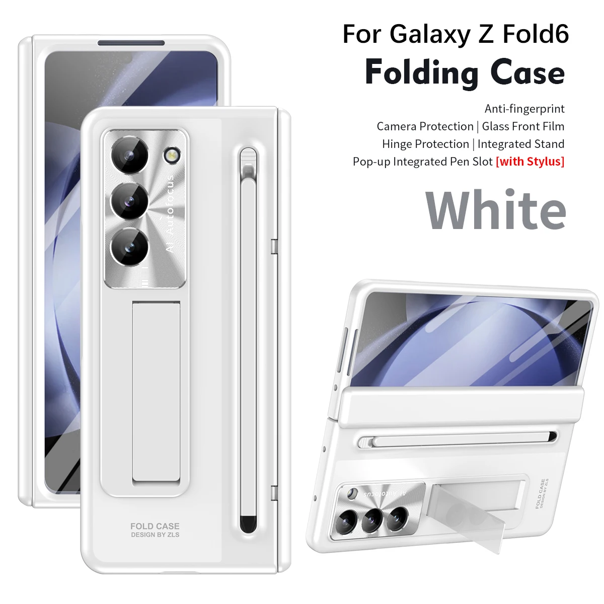 Touch Pen Case with Kickstand & Full Protection Tempered Glass Film