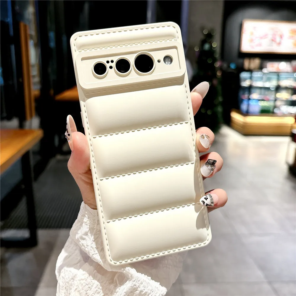 Puffer Down Jacket Airbag Liquid Soft Silicone Candy Padded Phone Case Cover