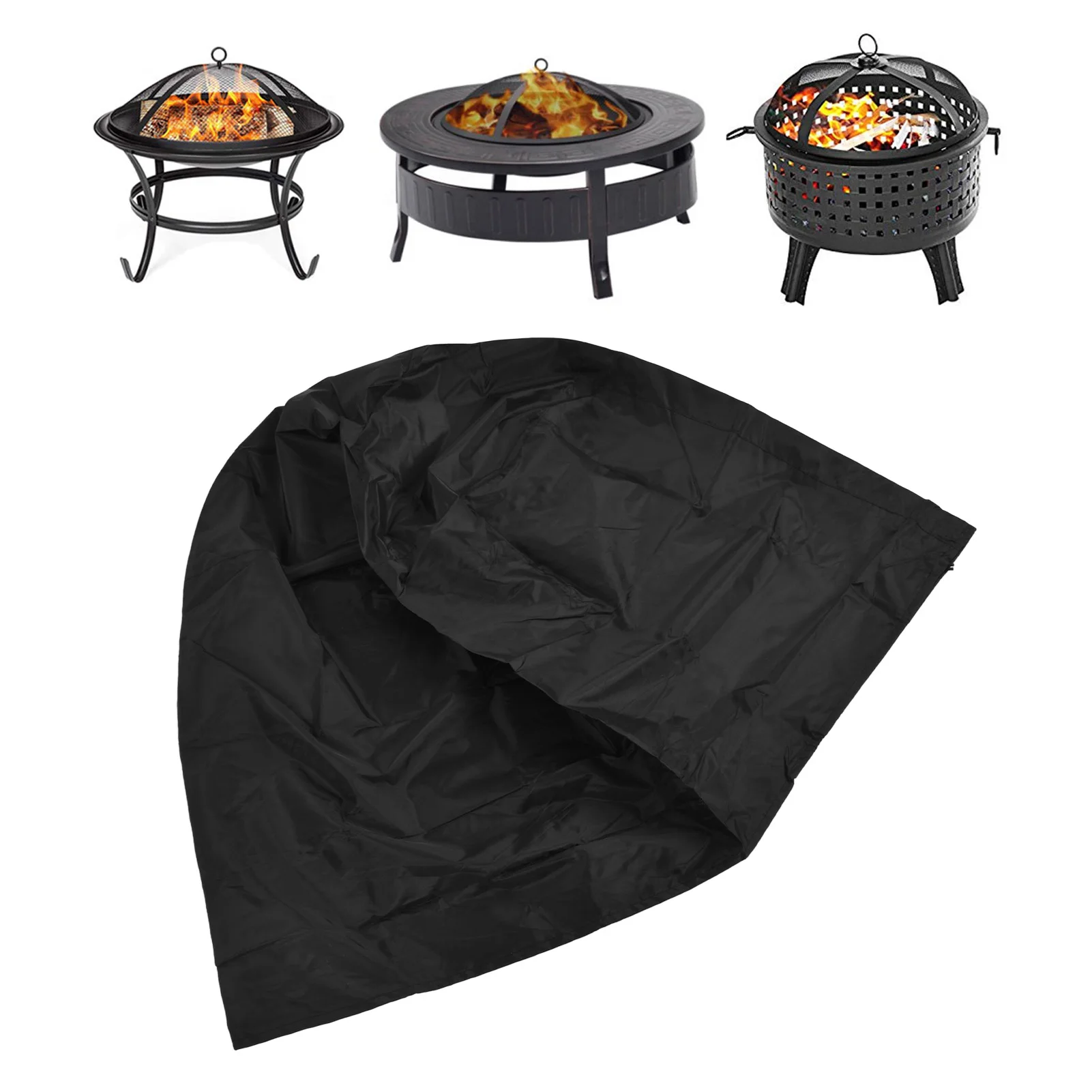 

Dust Cover Fire Pit Cover Round Black Waterproof Dustproof Polyester Fiber Firepit Cover for Home Outdoor Outdoor Fire Pit Cover