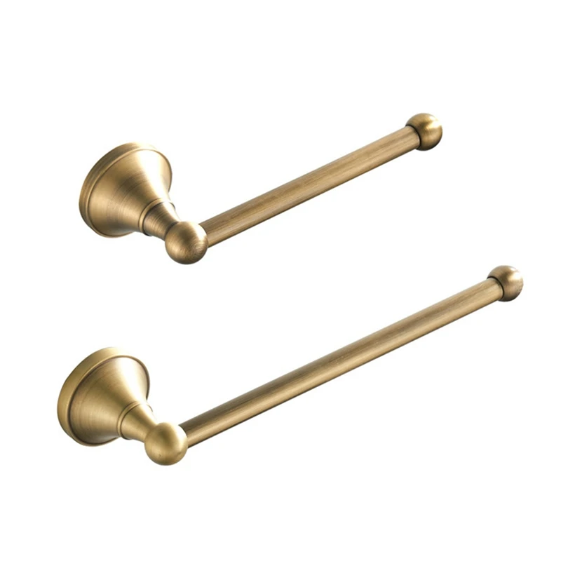 

2 Piece Bathroom Accessory Set - Towel Rail And Toilet Paper Holder Antique Brass Wall Mount, Brushed Bronze