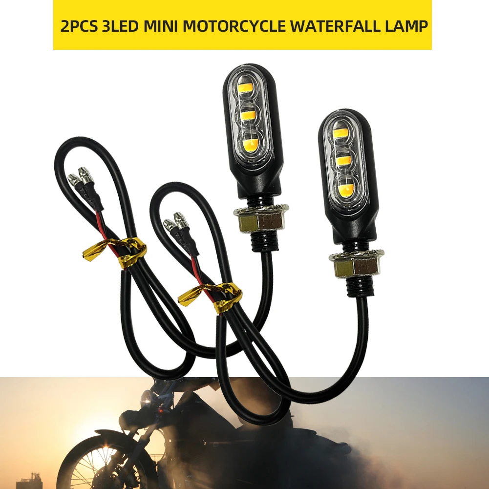 2Pcs Mini Led Indicatori Di Direzione Per Moto Indicatori Di Direzione Lampeggiatore Ambra Clignotant Moto 3Led 12V Per Yamaha Kawasaki Cafe Racer