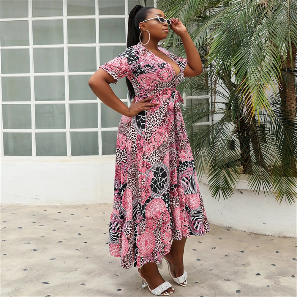 african style clothing African Print Long Dresses For Women Boho Floral Chiffon Dress Ankara Dashiki Party Gown Abaya Elegant Ladies Summer Clothing african style clothing