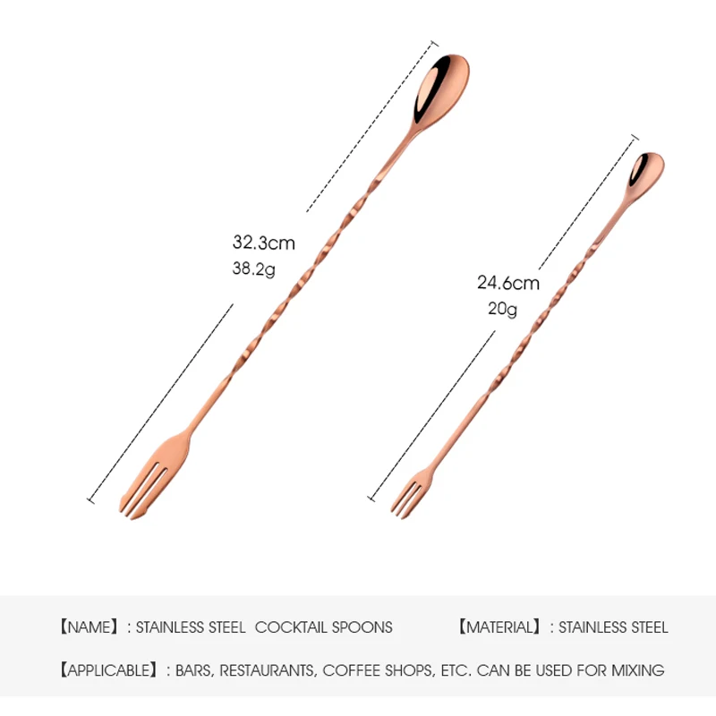 Stainless Steel cocktail spoon stirrers spiral pattern with muddler for bartender