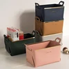 Metal Edged Leather Cosmetic Storage Boxes Creative Home Desktop Storage Ornament Solid Color Retro Exquisite Storage Basket 1