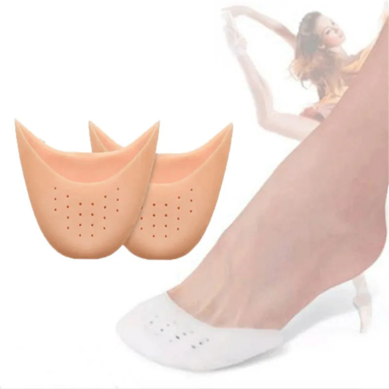 1 Pair Silicone Gel Dance Point Pads for Ballet Dancing Foot Tip Protector with Air Hole Breathable Sole Shock Absorbing Inserts