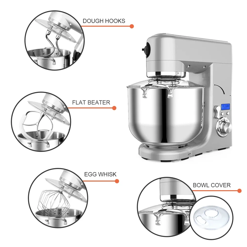 Home Stand Mixer High Power Capacity 1500W 10L Cake Bread Dough 220V Double Sided Hook Food
