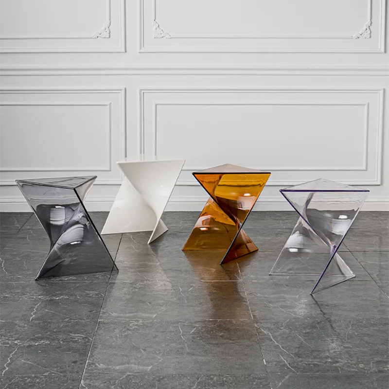 Tavolo moderno in acrilico trasparente Tavolo dal design geometrico creativo Tavolo da soggiorno Tavolino da divano Comodino minimalista - immagine 3